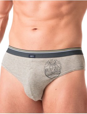 Мужские слипы Key MPP 776 A24 (2 шт) светло-серый + синий, Цвет: светло-серый + синий, Размеры: L