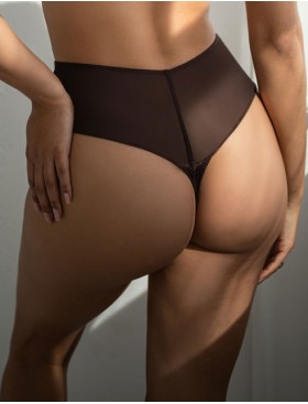 Завышенные трусики стринги Kris Line BROWNIE stringi high waist, Цвет: шоколадный, Размеры: 3XL, изображение 2