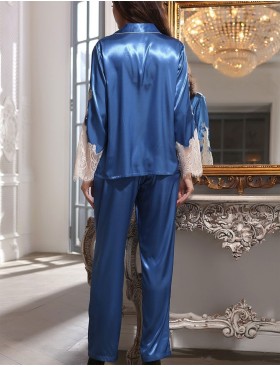 Шелковая брючная пижама Mia-Amore CHANTAL 3196 синий, Цвет: синий, Размеры: S, изображение 2