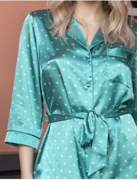 Атласный халат-рубашка Mia-Mella CLEVER 8947 ментол, Цвет: ментол, Размеры: S, изображение 5