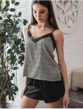 Шёлковая пижама с шортами Mia-Amore JADORE 4082, Цвет: черный, Размеры: M