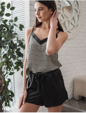 Шёлковая пижама с шортами Mia-Amore JADORE 4082, Цвет: черный, Размеры: M, изображение 3