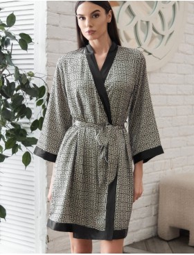 Халат женский шёлковый Mia-Amore JADORE 4083, Цвет: черный, Размеры: S/M, изображение 4