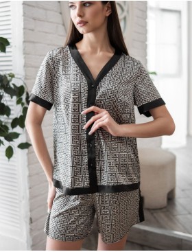 Шёлковый комплект с шортами Mia-Amore JADORE 4084, Цвет: черный, Размеры: XL