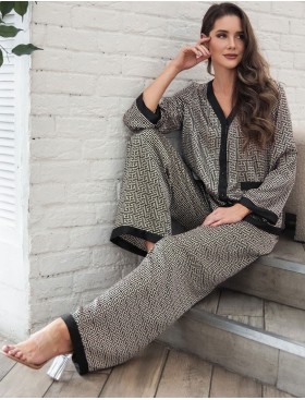 Шёлковая пижама с брюками Mia-Amore JADORE 4086, Цвет: черный, Размеры: 4XL