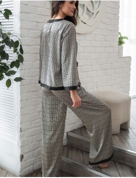 Шёлковая пижама с брюками Mia-Amore JADORE 4086, Цвет: черный, Размеры: 4XL, изображение 2