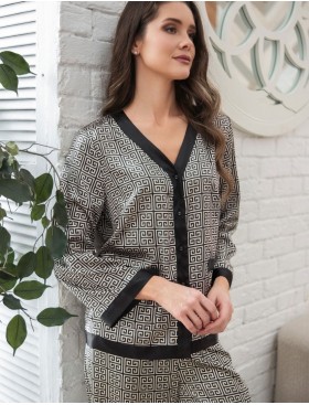 Шёлковая пижама с брюками Mia-Amore JADORE 4086, Цвет: черный, Размеры: 4XL, изображение 4