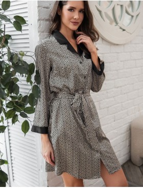 Шёлковый халат рубашка Mia-Amore JADORE 4087, Цвет: черный, Размеры: 4XL