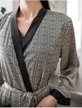 Длинный шёлковый халат Mia-Amore JADORE 4089, Цвет: черный, Размеры: S/M, изображение 3