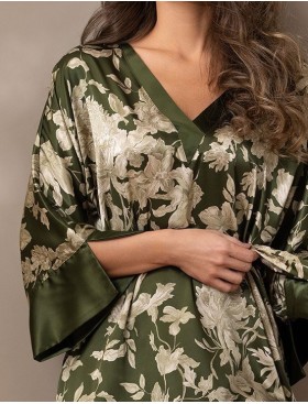 Шелковая туника с цветами Mia-Amore VITTORIA 5154 темный хаки, Цвет: темный хаки, Размеры: 4XL/5XL, изображение 4