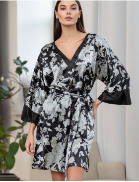 Шелковая туника с цветами Mia-Amore VITTORIA 5154 черный, Цвет: черный, Размеры: 4XL/5XL