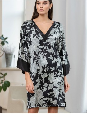 Шелковая туника с цветами Mia-Amore VITTORIA 5154 черный, Цвет: черный, Размеры: 4XL/5XL, изображение 3