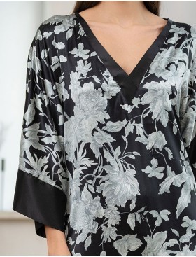 Шелковая туника с цветами Mia-Amore VITTORIA 5154 черный, Цвет: черный, Размеры: 4XL/5XL, изображение 5