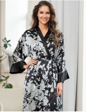 Шелковый халат кимоно Mia-Amore VITTORIA 5159 черный, Цвет: черный, Размеры: L/XL, изображение 3
