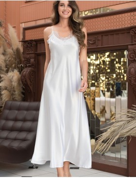 Длинная шелковая сорочка Mia-Amore WINDSOR 3888 белый, Цвет: белый, Размеры: S
