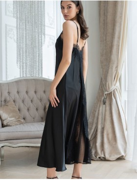 Длинная шелковая сорочка Mia-Amore WINDSOR 3888 черный, Цвет: черный, Размеры: S, изображение 2