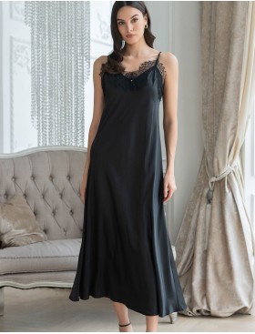 Длинная шелковая сорочка Mia-Amore WINDSOR 3888 черный, Цвет: черный, Размеры: S, изображение 4