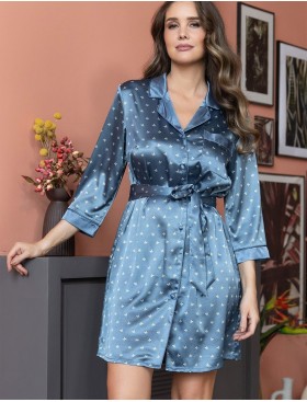 Атласный халат-рубашка Mia-Mella CLEVER 8947 дельфин, Цвет: дельфин, Размеры: S