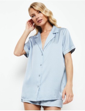 Атласная пижама с шортами Aruelle ESSY, Цвет: голубой, Размеры: S, изображение 2