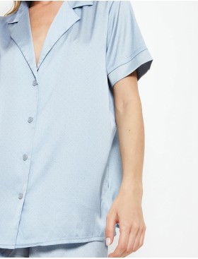 Атласная пижама с шортами Aruelle ESSY, Цвет: голубой, Размеры: S, изображение 3