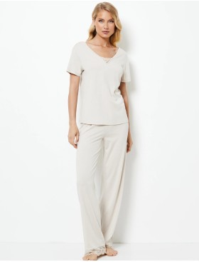 Трикотажная пижама с брюками Aruelle EVELYN, Цвет: светло-бежевый, Размеры: S