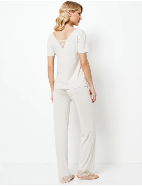 Трикотажная пижама с брюками Aruelle EVELYN, Цвет: светло-бежевый, Размеры: S, изображение 2