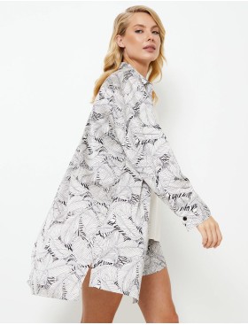 Рубашка-халат Aruelle KLAUDIE, Цвет: молочный/черный, Размеры: XS, изображение 3