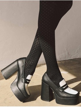 Колготки с геометрическим узором Gabriella 312 WAWES nero 80 den, Цвет: чёрный, Размеры: 2