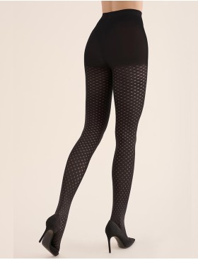 Колготки с геометрическим узором Gabriella 312 WAWES nero 80 den, Цвет: чёрный, Размеры: 2, изображение 2
