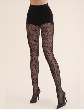 Колготки с узором Gabriella 313 LOVERS nero 60 den, Цвет: чёрный, Размеры: 2, изображение 2