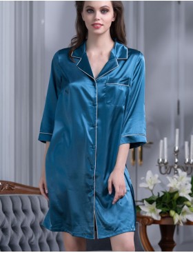 Атласная ночная рубашка Mia-Mella JULIA 8737 синий, Цвет: синий, Размеры: S