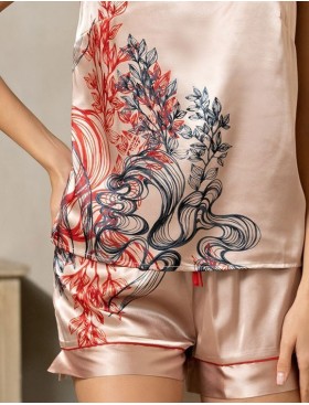 Атласная пижама с шортами Mia-Amore MUSE 7392, Цвет: пудровый, Размеры: S, изображение 5