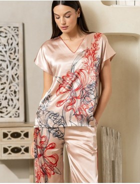 Пижама из атласа Mia-Amore MUSE 7396, Цвет: пудровый, Размеры: L, изображение 4