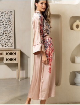 Длинный халат с запахом Mia-Amore MUSE 7399, Цвет: пудровый, Размеры: 4XL/5XL, изображение 3