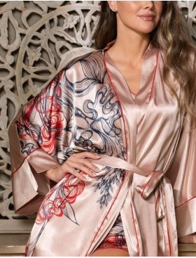 Длинный халат с запахом Mia-Amore MUSE 7399, Цвет: пудровый, Размеры: 4XL/5XL, изображение 5