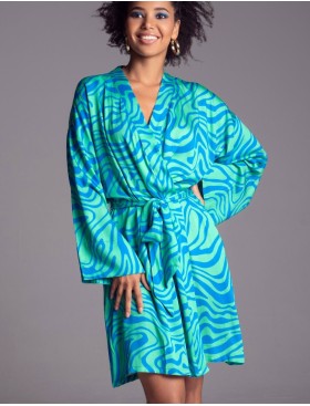 Короткий халат с принтом Mia-Amore SEVILLE 5063 зеленый/голубой, Цвет: зеленый/голубой, Размеры: S/M