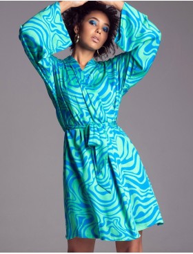 Короткий халат с принтом Mia-Amore SEVILLE 5063 зеленый/голубой, Цвет: зеленый/голубой, Размеры: S/M, изображение 4