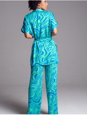 Комплект рубашка и брюки Mia-Amore SEVILLE 5066 зеленый/голубой, Цвет: зеленый/голубой, Размеры: 4XL, изображение 2