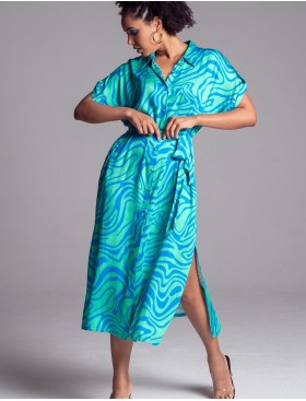 Удлинённая рубашка-халат Mia-Amore SEVILLE 5067 зеленый/голубой, Цвет: зеленый/голубой, Размеры: 4XL