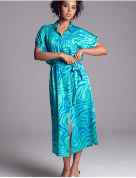 Удлинённая рубашка-халат Mia-Amore SEVILLE 5067 зеленый/голубой, Цвет: зеленый/голубой, Размеры: 4XL, изображение 2
