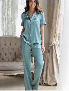 Пижама атласная Mia-Mella JULIA 8734 изумруд, Цвет: изумруд, Размеры: 2XL, изображение 2