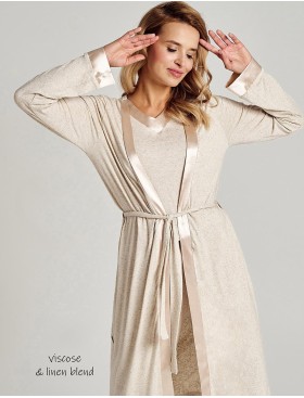 Бежевый халат с запахом Taro EDEN 3106-01, Цвет: бежевый, Размеры: M, изображение 3