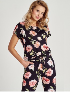 Пижама с укороченными брюками Taro PEONY 3136-01, Цвет: черный, Размеры: M