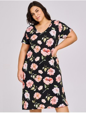 Сорочка с цветочным принтом Taro 3134/3160 PEONY, Цвет: черный, Размеры: 3XL, изображение 2