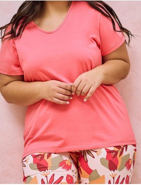 Пижама из хлопка с бриджами Taro TESSA 3153-3154-01, Цвет: коралловый, Размеры: 6XL, изображение 3