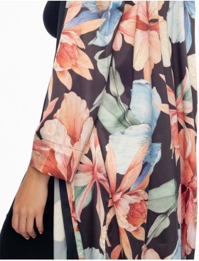 Халат-накидка из эластичного сатина Esotiq DELIGHTFUL 41237, Цвет: черный, Размеры: M, изображение 3