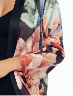 Халат-накидка из эластичного сатина Esotiq DELIGHTFUL 41237, Цвет: черный, Размеры: M, изображение 4