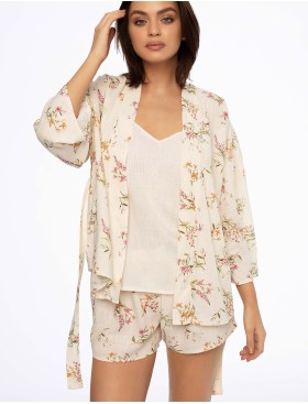 Мини-халат из вискозы и льна Esotiq DARBY 41225, Цвет: экрю, Размеры: M, изображение 4