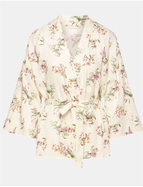 Мини-халат из вискозы и льна Esotiq DARBY 41225, Цвет: экрю, Размеры: M, изображение 3