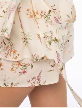 Мини-халат из вискозы и льна Esotiq DARBY 41225, Цвет: экрю, Размеры: M, изображение 2